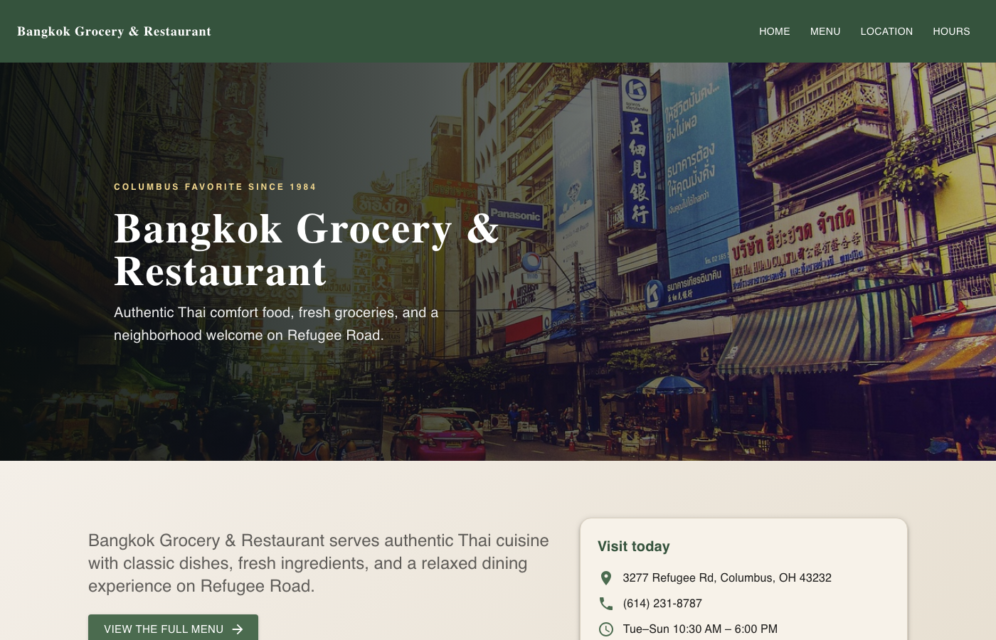 Bangkok Restaurant Website